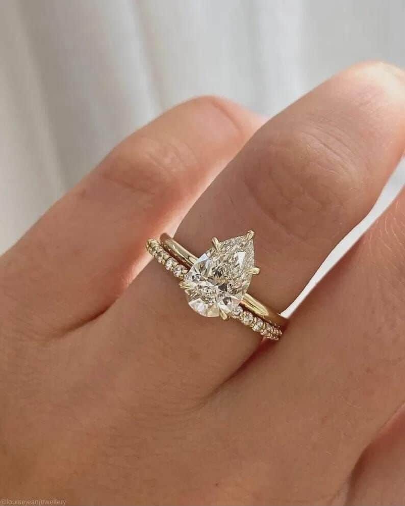 Custom Pear Moissanite Ring