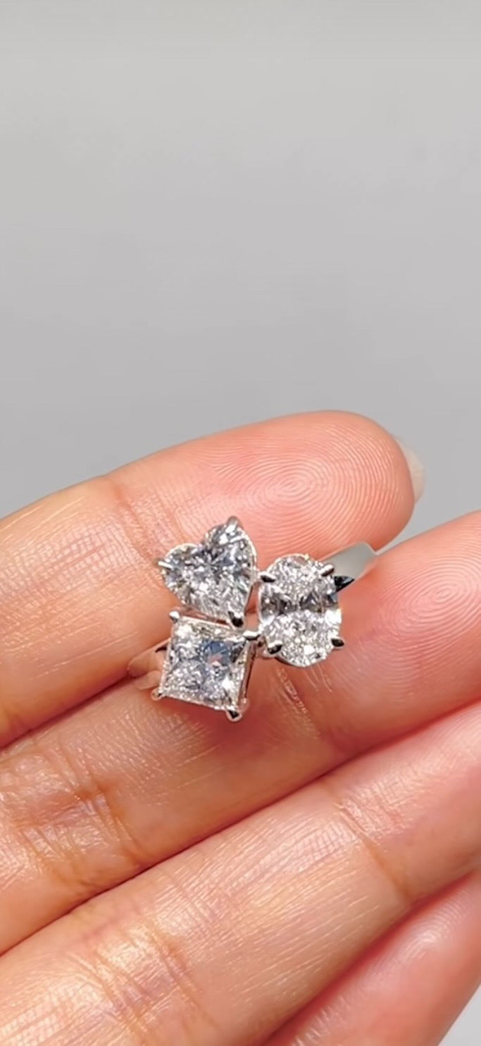 Custom Trilogy Moissanite Stone Earring