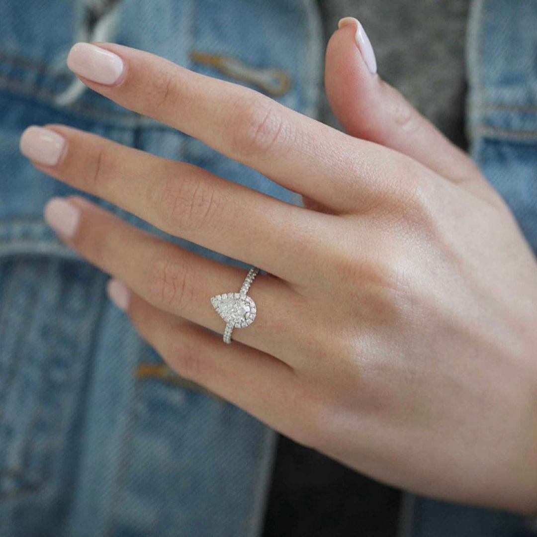 Classic Pear Eternity Moissanite Ring