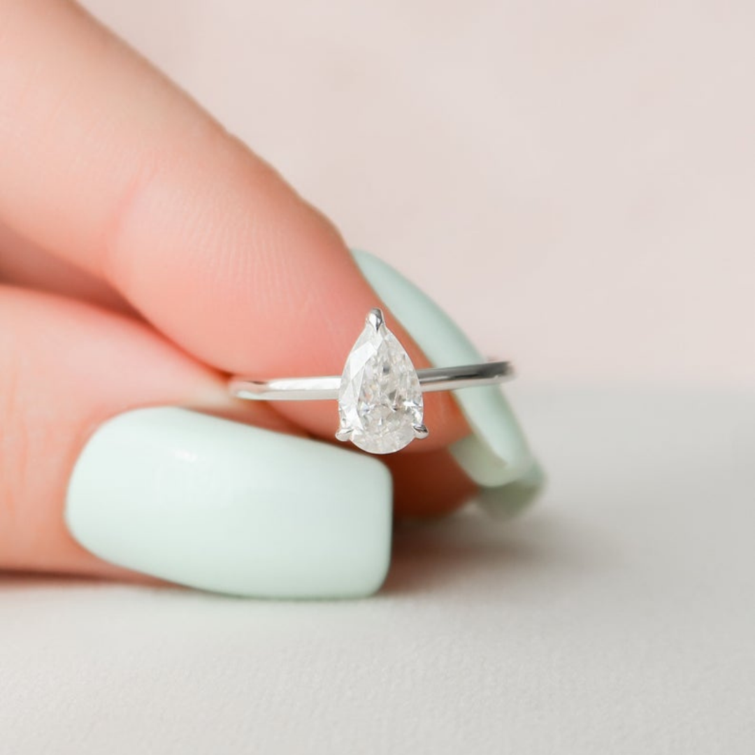 Classic Pear Moissanite Ring