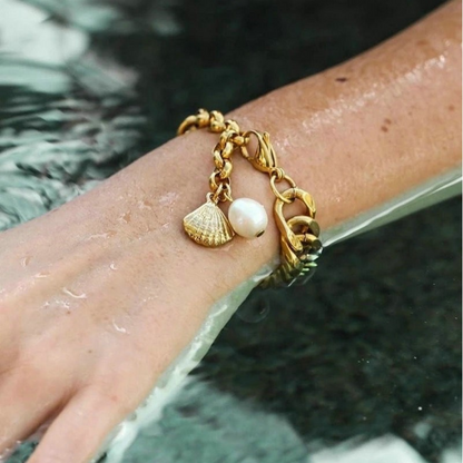 Classic Pearl and Scallop Bracelet
