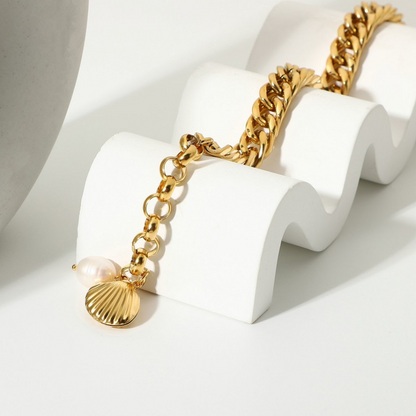 Classic Pearl and Scallop Bracelet