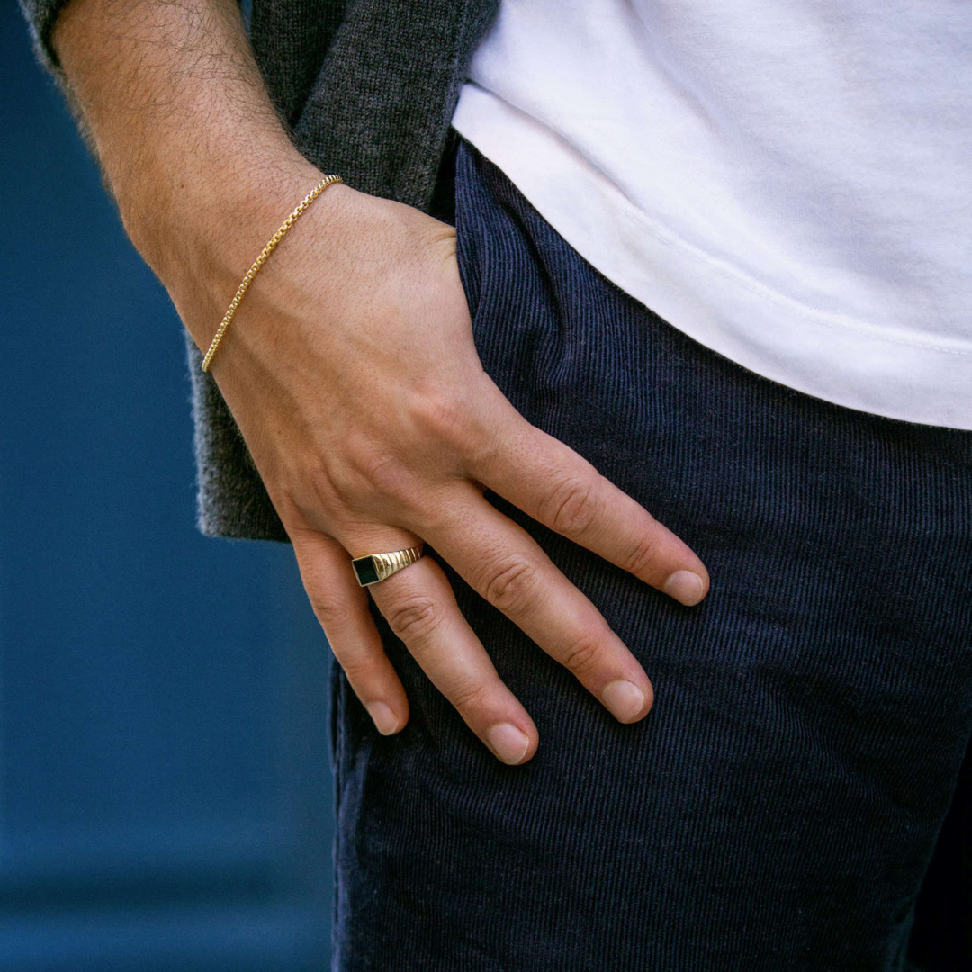 Classic Ribbed Signet Ring