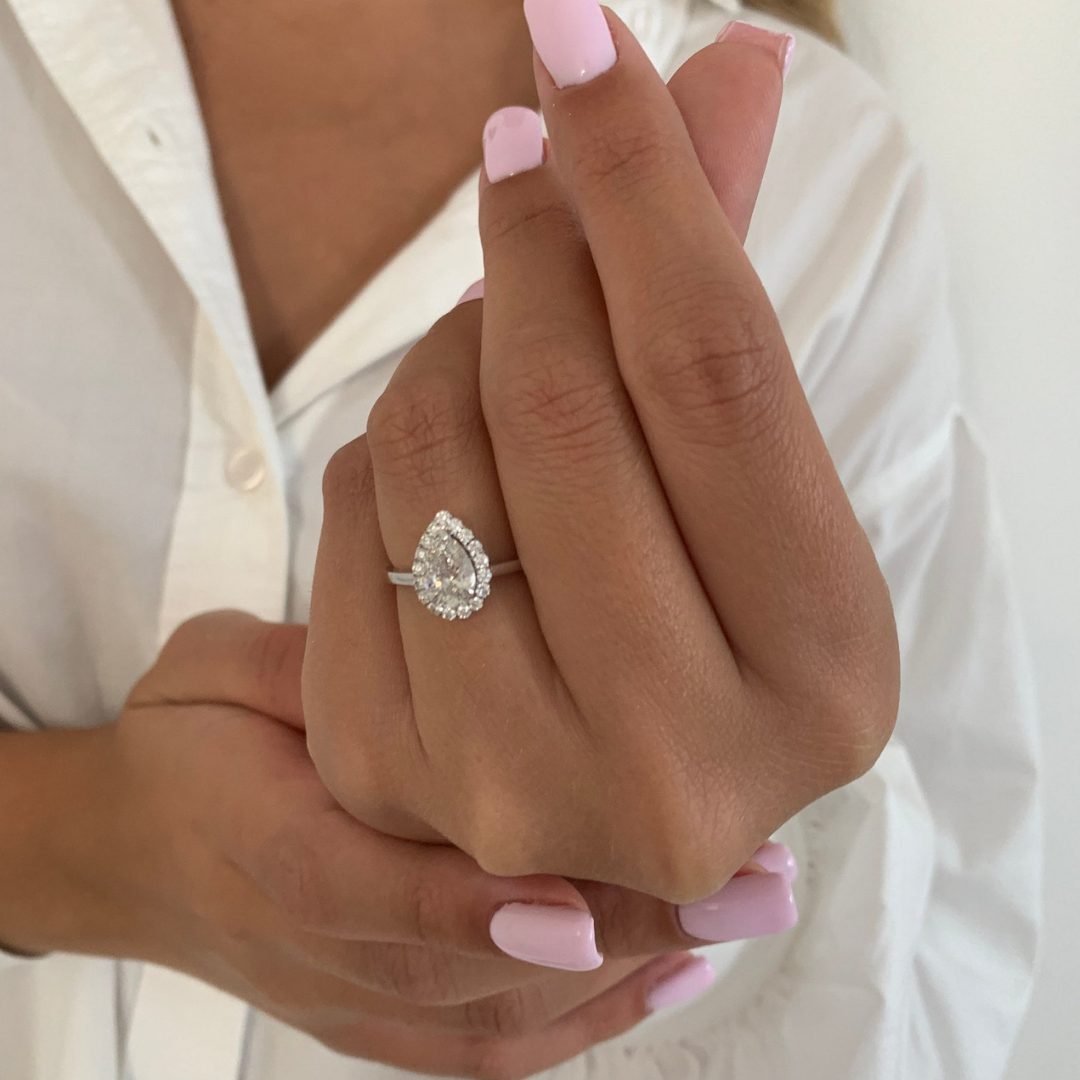 Classic Pear Eternity Moissanite Ring