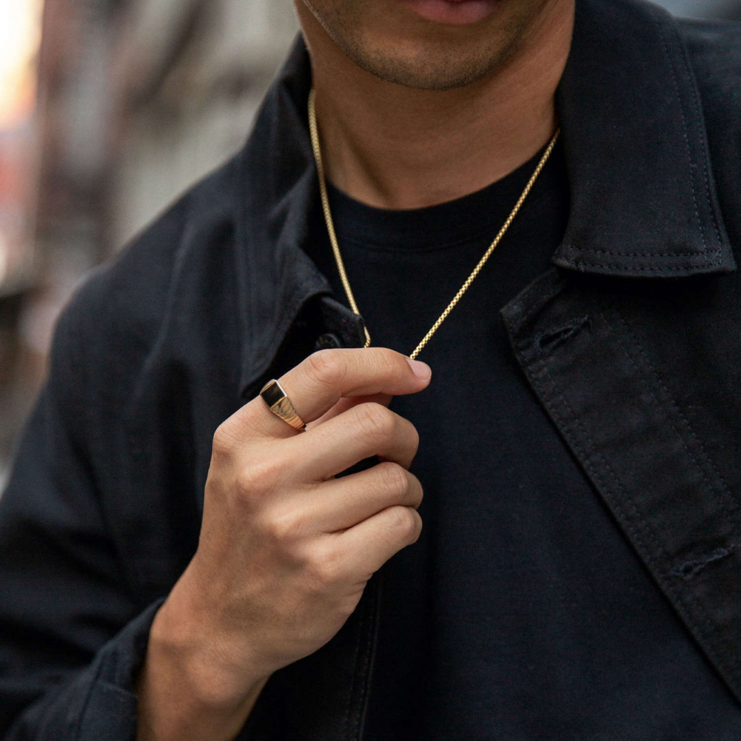 Classic Ribbed Signet Ring