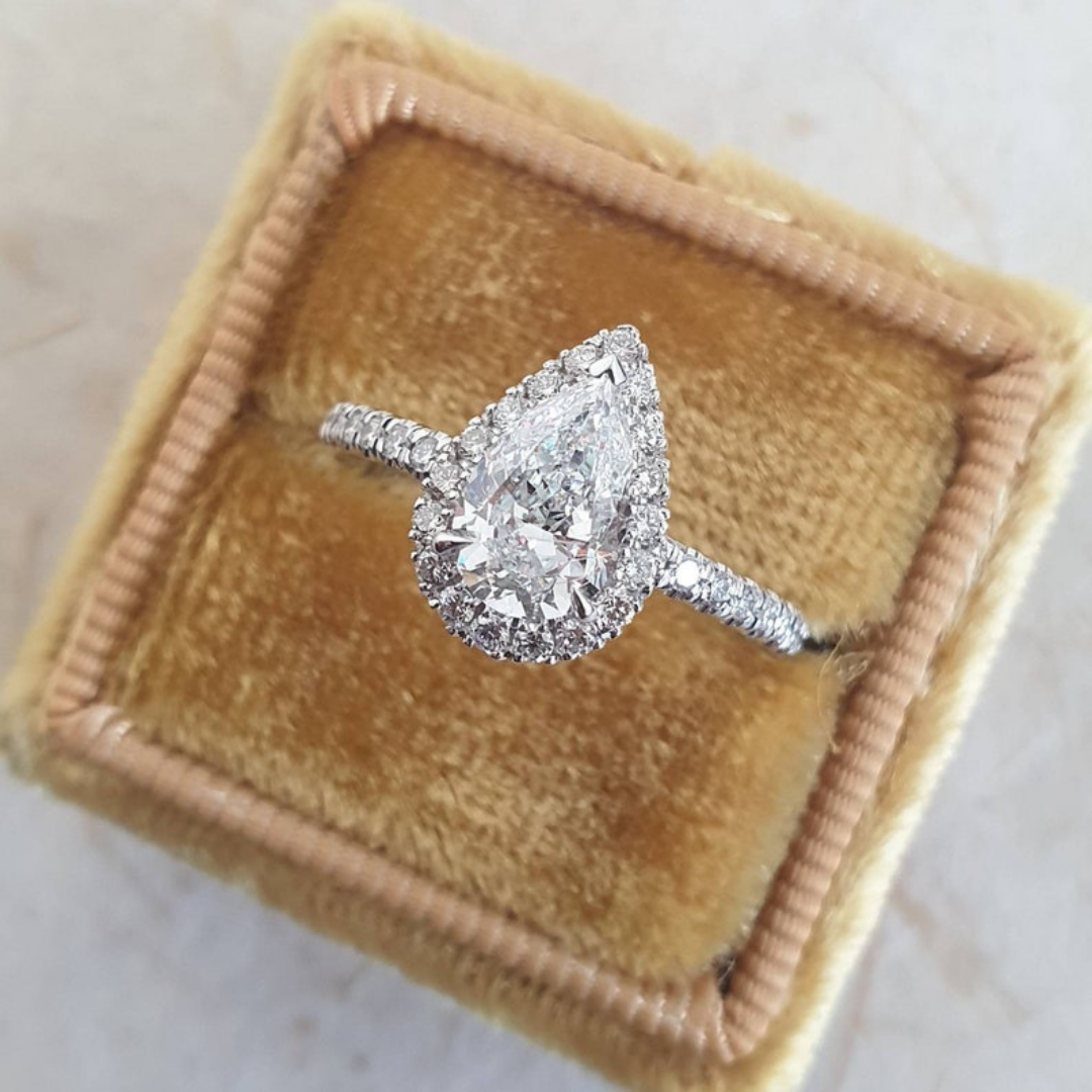 Classic Pear Eternity Moissanite Ring